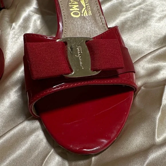 Salvatore Ferragamo Red Patent Leather Mules - Picture 4 of 10